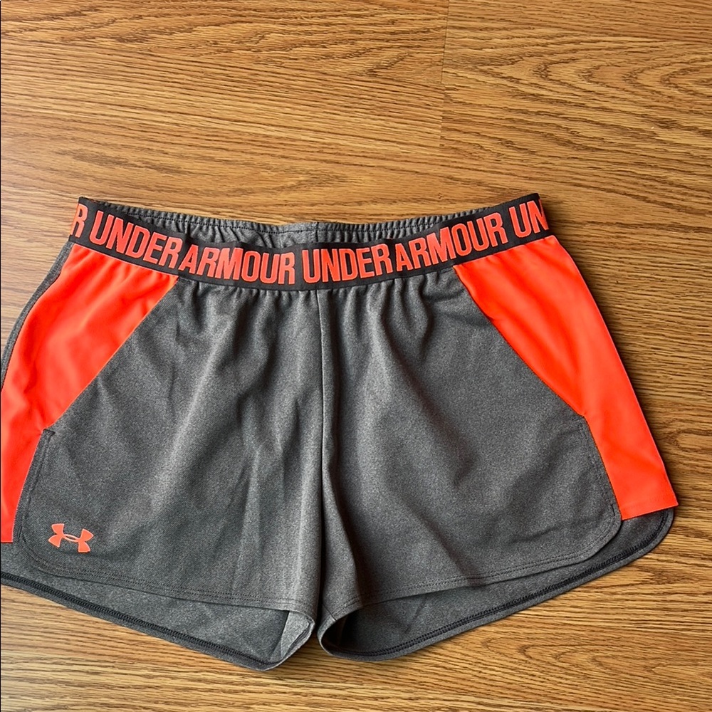 Under Armour Gray and Red Athletic Performance Shorts
